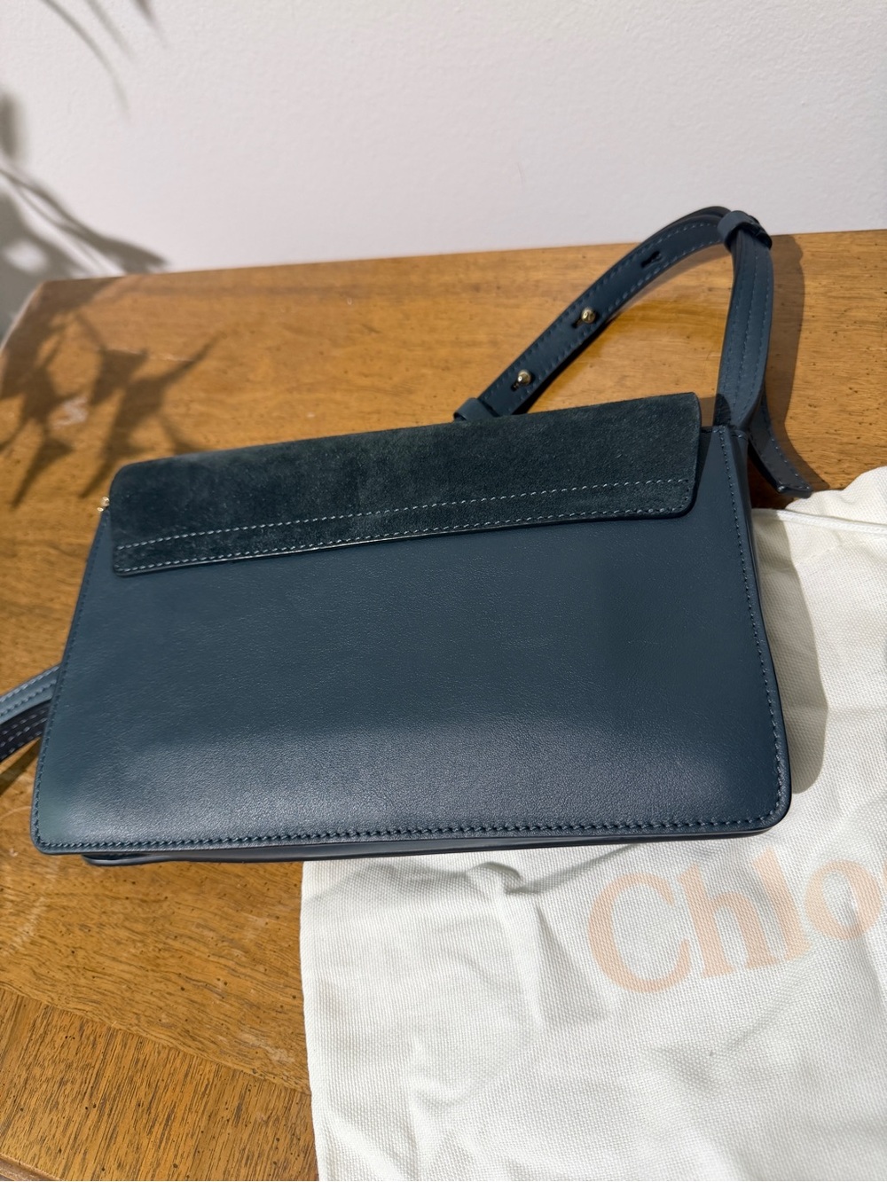 Authentic Chloé Faye Small Shoulder Bag Navy Suede Leather 3S1127-H20 w Dust Bag - Picture 11 of 12